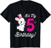 Its My 5th Birthday Girl Bunny Rabbit Theme Party (five) T-Shirt in Black