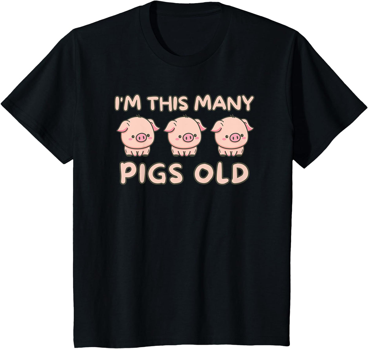 Pigs lover Birthday Gifts Toddler I'm This Many Pigs Old - 3rd Birthday Pig 3 Years Old Bday T-Shirt - Black