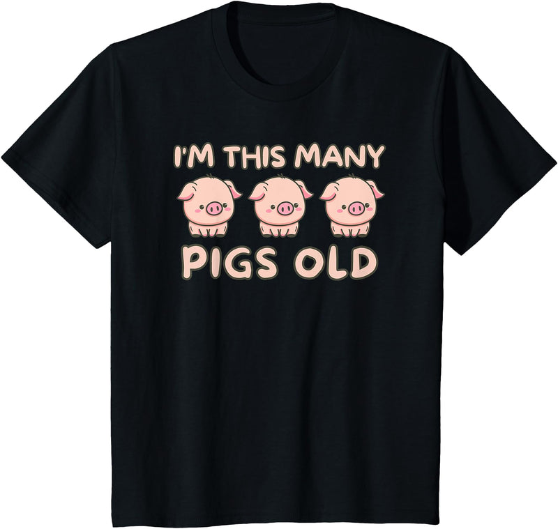 Pigs lover Birthday Gifts Toddler I'm This Many Pigs Old - 3rd Birthday Pig 3 Years Old Bday T-Shirt - Black