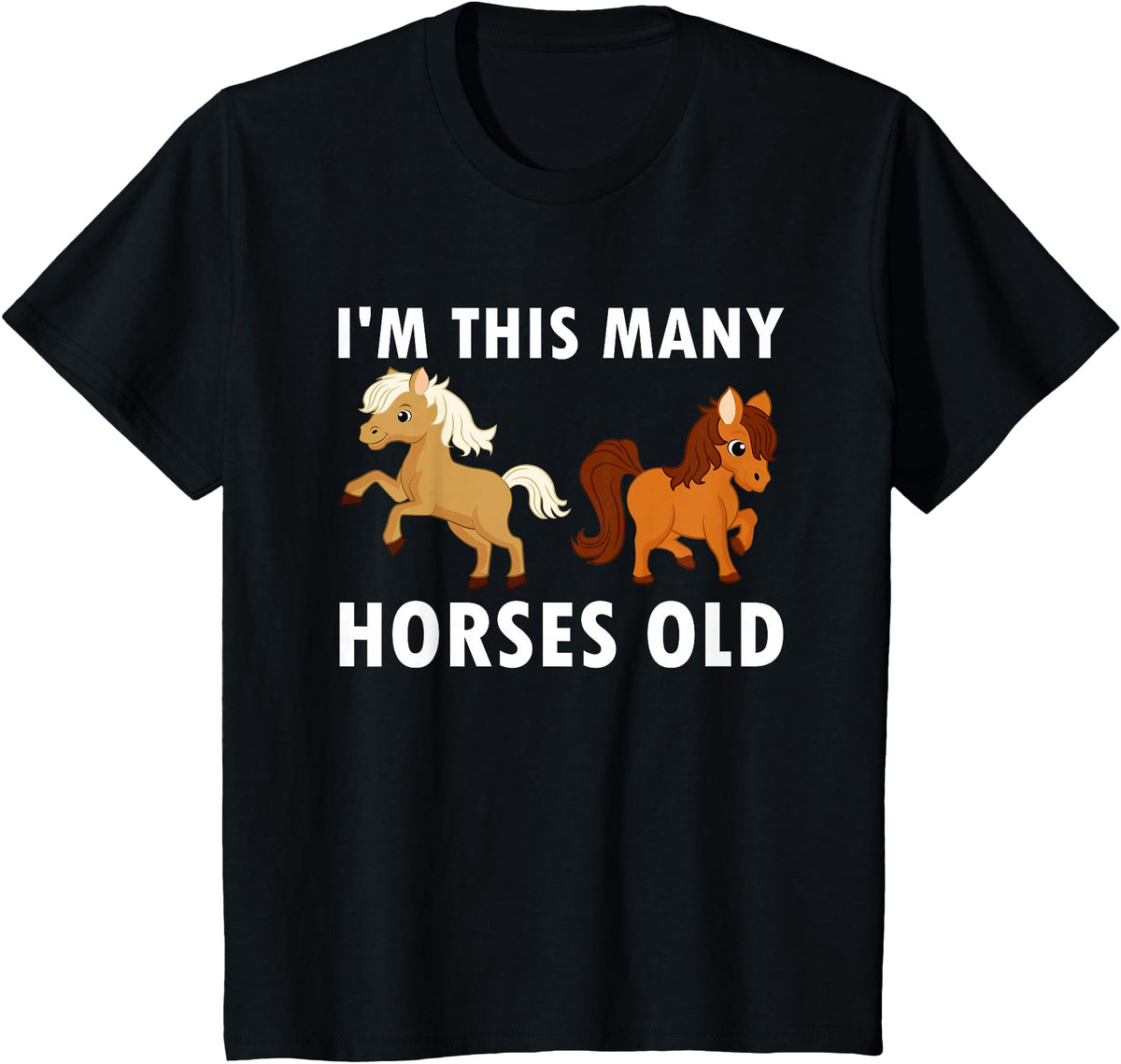 Kids 2 Years Old Girl Horses Old 2nd Birthday Kids T-Shirt - Black
