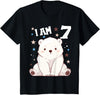 7 years old 7th birthday Polar Bear Kids 7 Years old 7 birthday Polar Bears Boy girl Polar Bear T-Shirt - Black