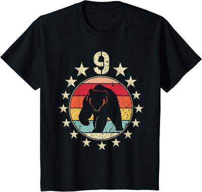 Bear Birthday 9 Year Old Boy Girl Bear 9th Birthday T-Shirt