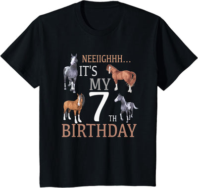 OMG Its My Birthday Happy Birthday Shirts Kids Its My 7th Birthday Shirt Horse Lover 7 Year Old Birthday T-Shirt
