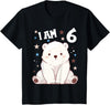 6 years old 6th birthday Polar Bear 6 Years old 6 birthday Polar Bears Boy girl Polar Bear T-Shirt - Black
