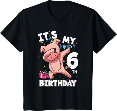 Its My 6th Birthday 6 Year Old Pig Birthday T-Shirt