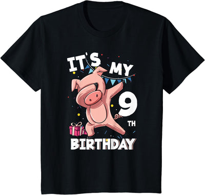 Its My 9th Birthday 9 Year Old Pig Birthday T-Shirt