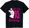 Kids Its My 10th Birthday Girl Bunny Rabbit Theme Party (ten) T-Shirt in Black