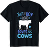 Kids Cow Just A Boy Who Loves Cows Gift for Cow Lovers T-Shirt - Black