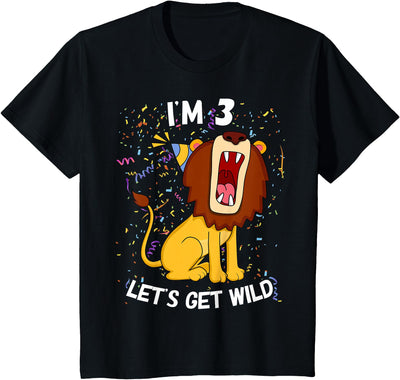 Kids 3 Year Old 3rd Birthday Party Lion T-Shirt
