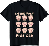 Pigs lover Birthday Gifts Toddler I'm This Many Pigs Old - 9th Birthday Pig 9 Years Old Bday T-Shirt - Black