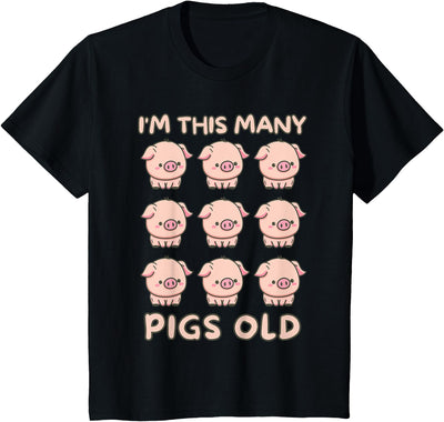 I'm This Many Pigs Old - 9th Birthday Pig 9 Years Old Bday T-Shirt