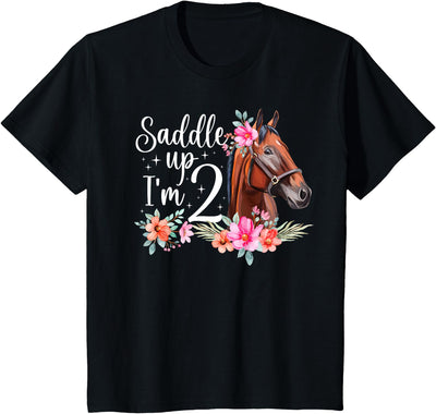 2 Year Old Horse Second Birthday Party 2nd Horse Birthday Two Year Old Girl Horses Birthday T-Shirt