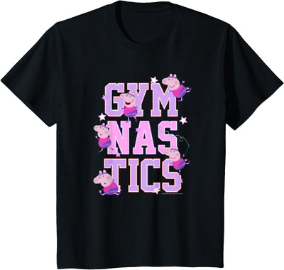 Kids Peppa Pig Gymnastics Stacked Text T-Shirt