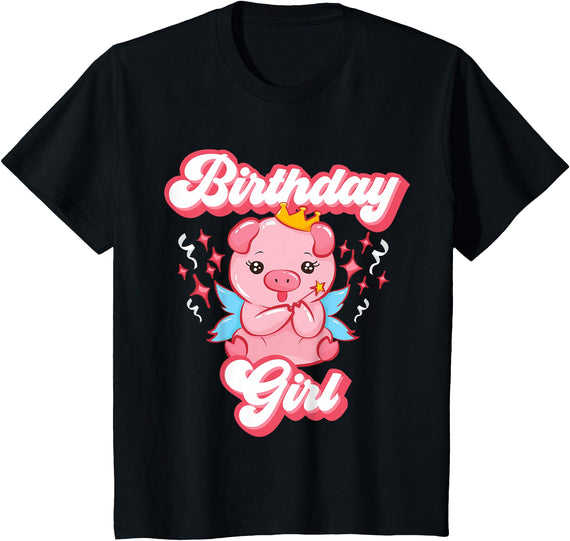 Pig Piggy Piglet Birthday Shirts and Gifts Pig Birthday Party Cute Girl Piggy Piglet Girls Gift T-Shirt - Black