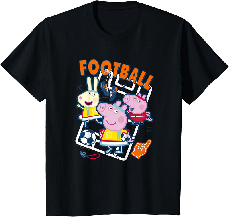 Peppa Pig Football Group Shot T-Shirt - Black