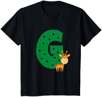 Cute Giraffe Letter G Cute Animal Boys Girls Alphabet T-Shirt