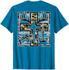 Camo Cross Fishing Faith Christian 2 Sided Hunting Fishing Cross Camo Faith Christian Fisherman Hunter T-Shirt - size chart