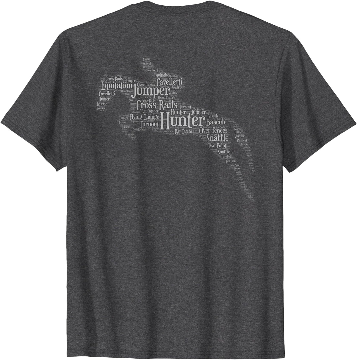 Horse Lovers T-Shirts and Gifts Hunter Jumper Equestrian T-Shirt Black Unisex-Adults Classic Fit Short Sleeve Crew Neck T-Shirt S - Dark Heather Grey