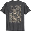 Fishing and Hunting Outdoors Designs Hunting and Fishing American Flag (Design on Front and Back) T-Shirt - size chart