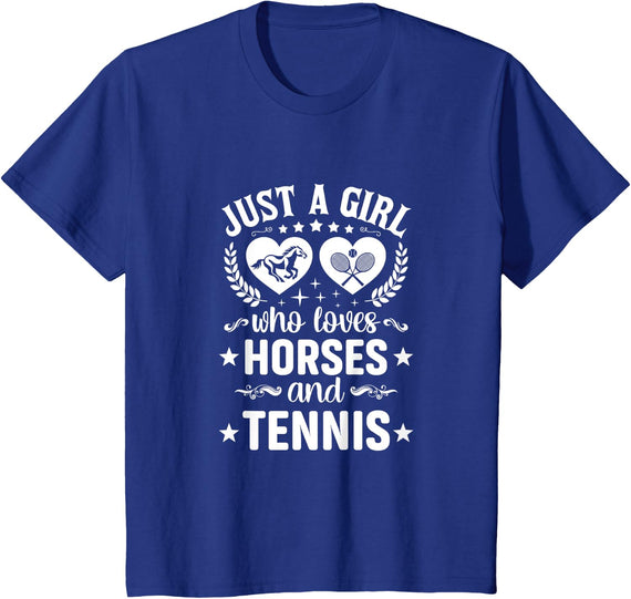 Horse and Tennis Lover Funny T-Shirt - Royal Blue