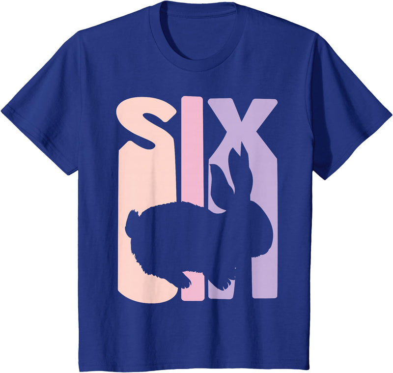 6th Birthday Gift Bunny Rabbit Fan 6 Years Old Girl T-Shirt in Royal Blue