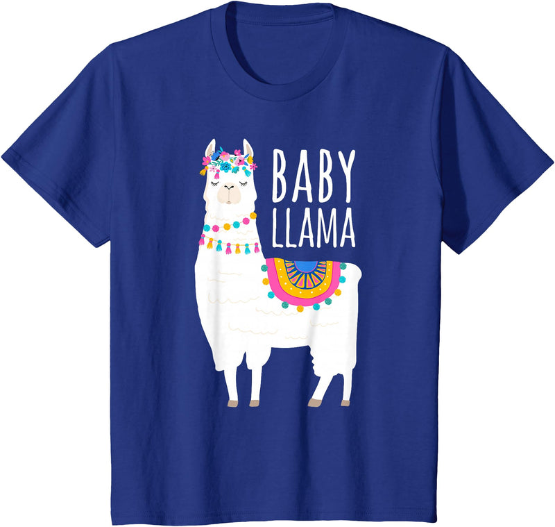 Mama Llama Lover Gifts by Memme Baby Llama Shirt for Girls, Daughter T-Shirt - Royal Blue
