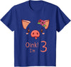 Girls Cute Pig Birthday Designs Co. 3rd Birthday Pig Outfit Pig Face Gift 3 year old Girl Boy T-Shirt - Royal Blue