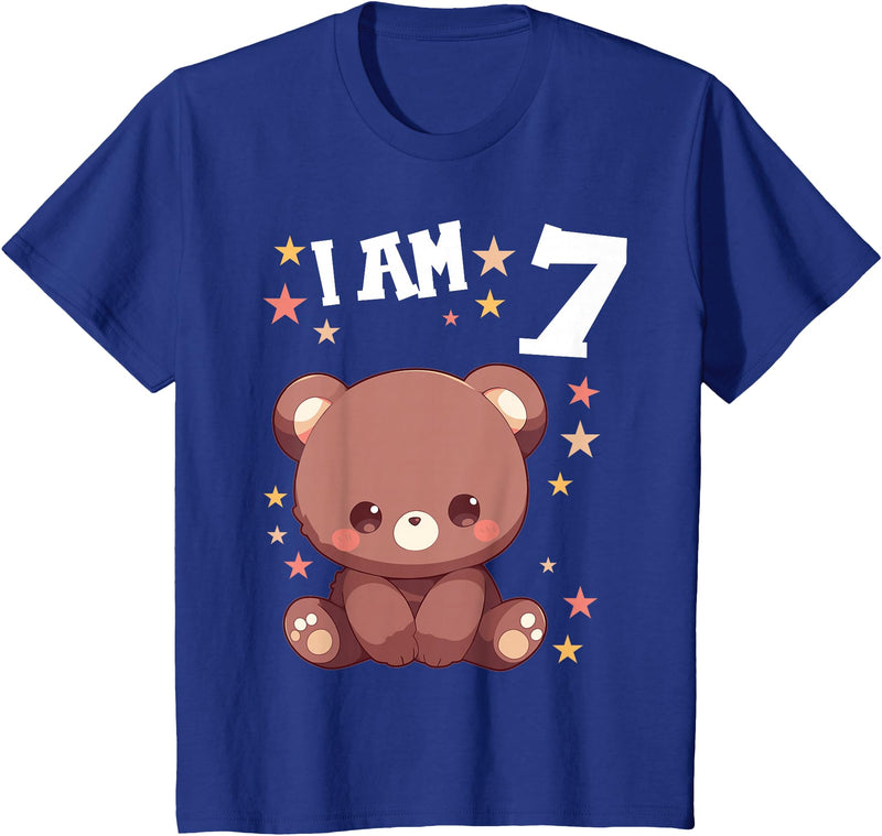 7 years old 7th birthday Bear Kids 7 Years old 7 birthday Bears Boy Girl Bear T-Shirt - Royal Blue