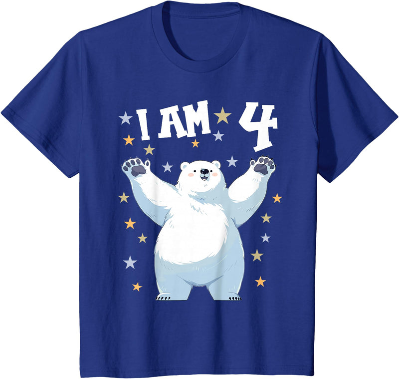 4 years old 4th birthday Polar Bear Kids 4 Years old 4 birthday Polar Bears Boy girl Polar Bear T-Shirt - Royal Blue