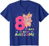 Pig Birthday Gift Cute Animals 8th Birthday Pig For Kids Eight Years Old T-Shirt - Royal Blue