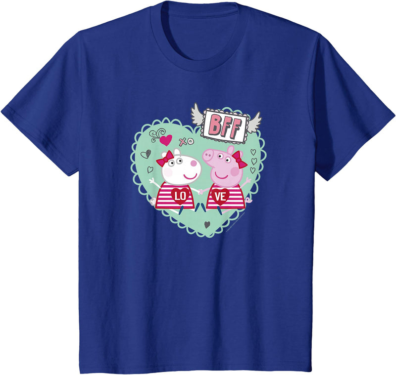 Peppa Pig Valentine's Day BFF Love Peppa & Suzy Heart Stamp T-Shirt - Royal Blue