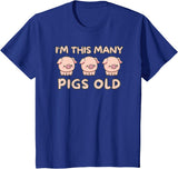 Pigs lover Birthday Gifts Toddler I'm This Many Pigs Old - 3rd Birthday Pig 3 Years Old Bday T-Shirt - Royal Blue