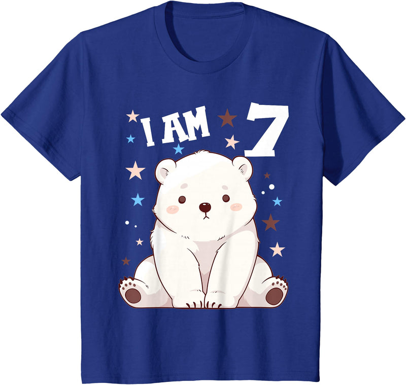 7 years old 7th birthday Polar Bear Kids 7 Years old 7 birthday Polar Bears Boy girl Polar Bear T-Shirt - Royal Blue