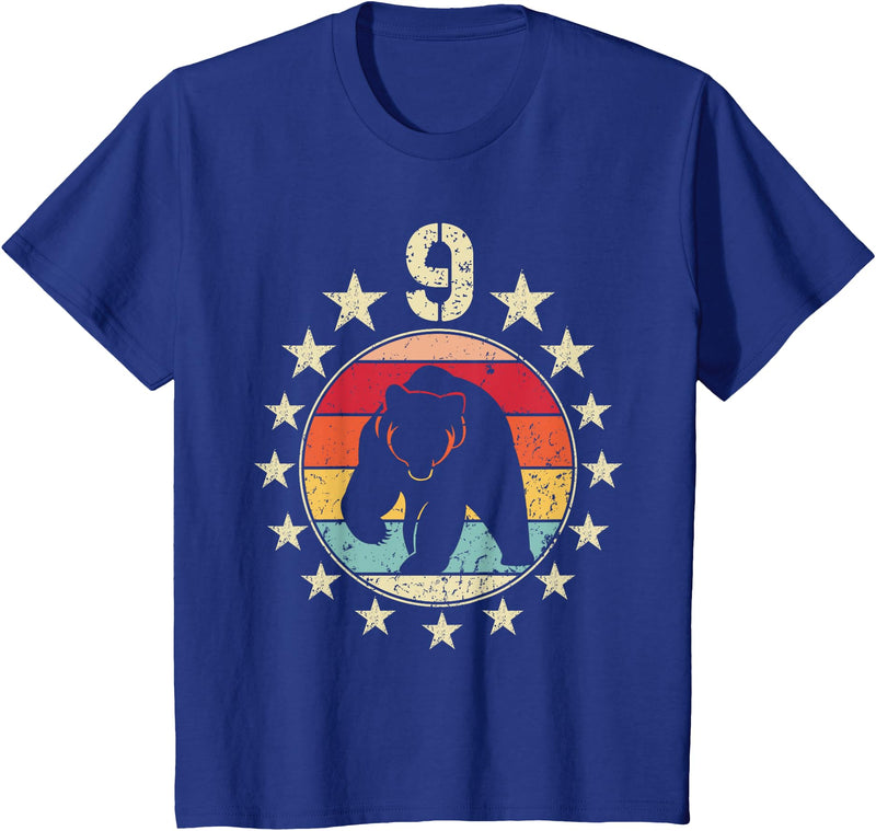 9 Years Old Birthday Bear Lovers Bear Birthday 9 Year Old Boy Girl Bear 9th Birthday T-Shirt - Royal Blue