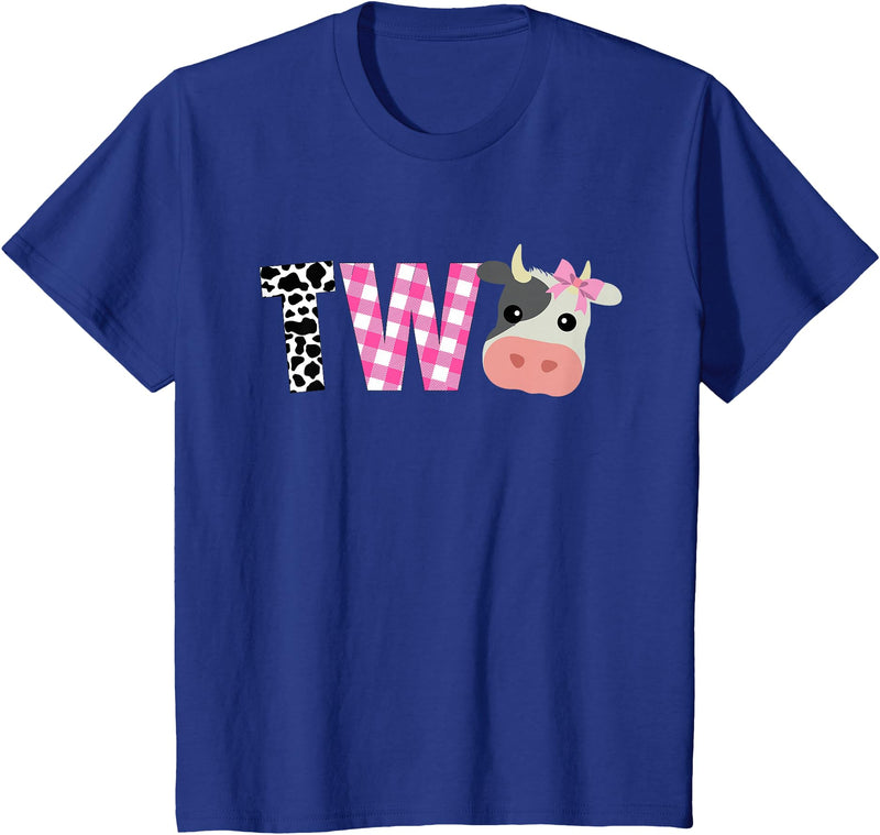 Funny Cow Mom And Dad Birthday Family Tees Second Birthday Girl Cow Farm, 2nd Birthday Cow 2 Toddler T-Shirt - Royal Blue