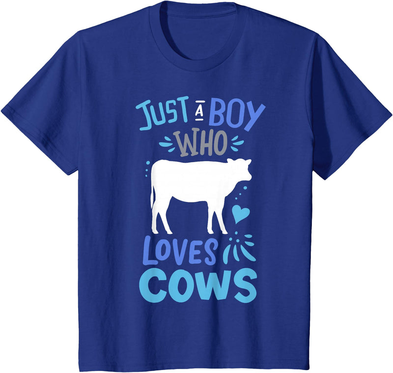 Kids Cow Just A Boy Who Loves Cows Gift for Cow Lovers T-Shirt - Royal Blue