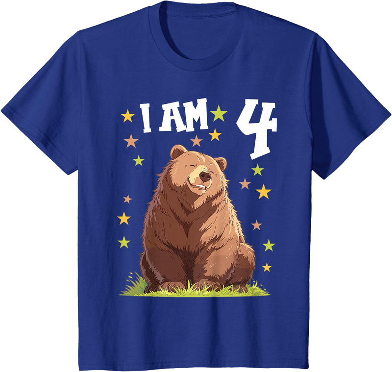 4 years old 4th birthday Bear Kids 4 Years old 4 birthday Bears Boy Girl Bear T-Shirt - Royal Blue