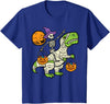 Toddler Boy Halloween Shirts For Boys Kids Kids Skeleton Dino Pumpkin Halloween Costume Toddler Boys Kids T-Shirt - Royal