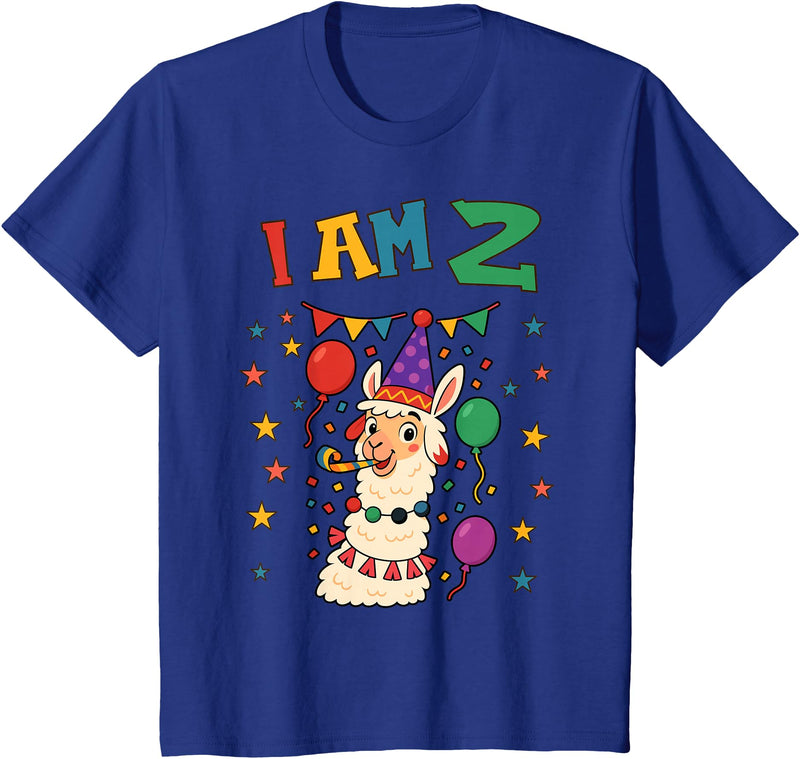 2 years old 2th birthday Llamas Llama Alpaca Shop 2 Years Old 2 Birthday Llamas Alpaca Boy Girl Llama T-Shirt - Royal Blue