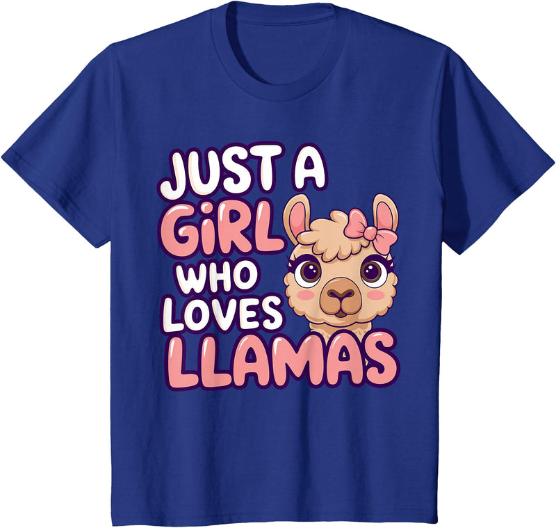 Kids Llama Shirts Girl Llama Kids T-Shirt - Royal Blue