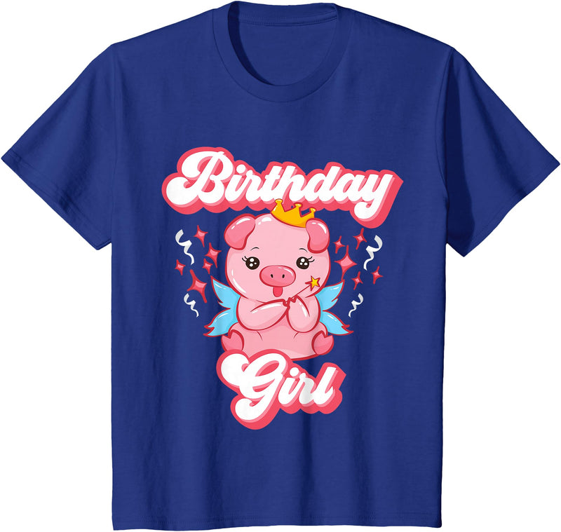 Pig Piggy Piglet Birthday Shirts and Gifts Pig Birthday Party Cute Girl Piggy Piglet Girls Gift T-Shirt - Royal Blue