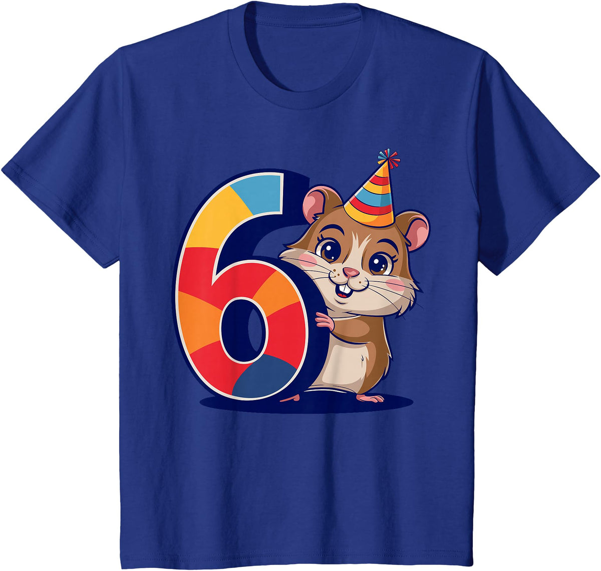 6th Birthday Hamster Kids T-Shirt - Royal Blue