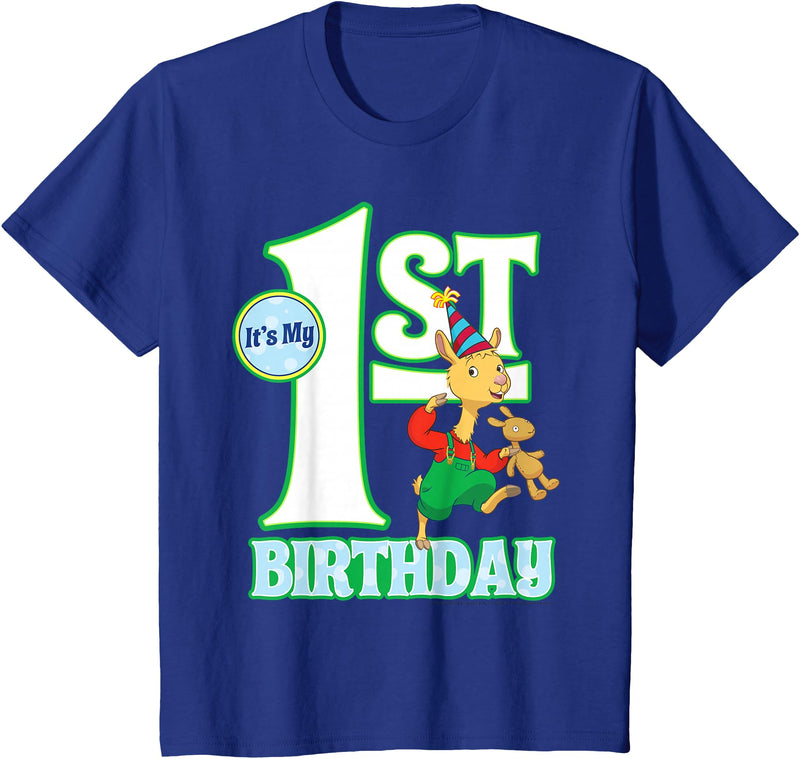 Children's My First Birthday Official Llama Llama Tee Shirt T-Shirt - Royal Blue