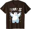 5 years old 5th birthday Polar Bear 5 Years old 5 birthday Polar Bears Boy girl Polar Bear T-Shirt - Brown