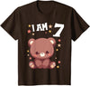 7 years old 7th birthday Bear Kids 7 Years old 7 birthday Bears Boy Girl Bear T-Shirt - Brown
