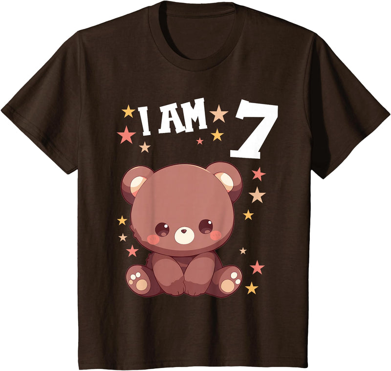 7 years old 7th birthday Bear Kids 7 Years old 7 birthday Bears Boy Girl Bear T-Shirt - Brown