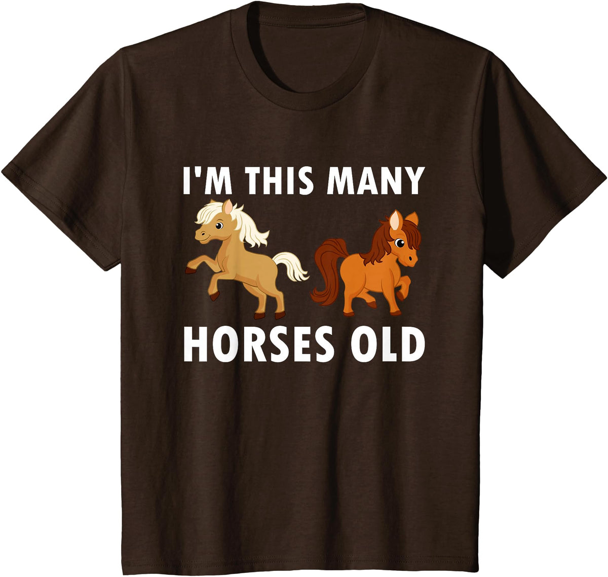 Kids 2 Years Old Girl Horses Old 2nd Birthday Kids T-Shirt - Brown