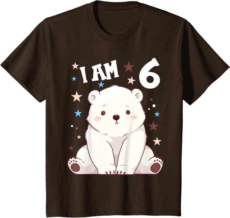 6 years old 6th birthday Polar Bear 6 Years old 6 birthday Polar Bears Boy girl Polar Bear T-Shirt - Brown