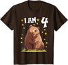 4 years old 4th birthday Bear Kids 4 Years old 4 birthday Bears Boy Girl Bear T-Shirt - Brown