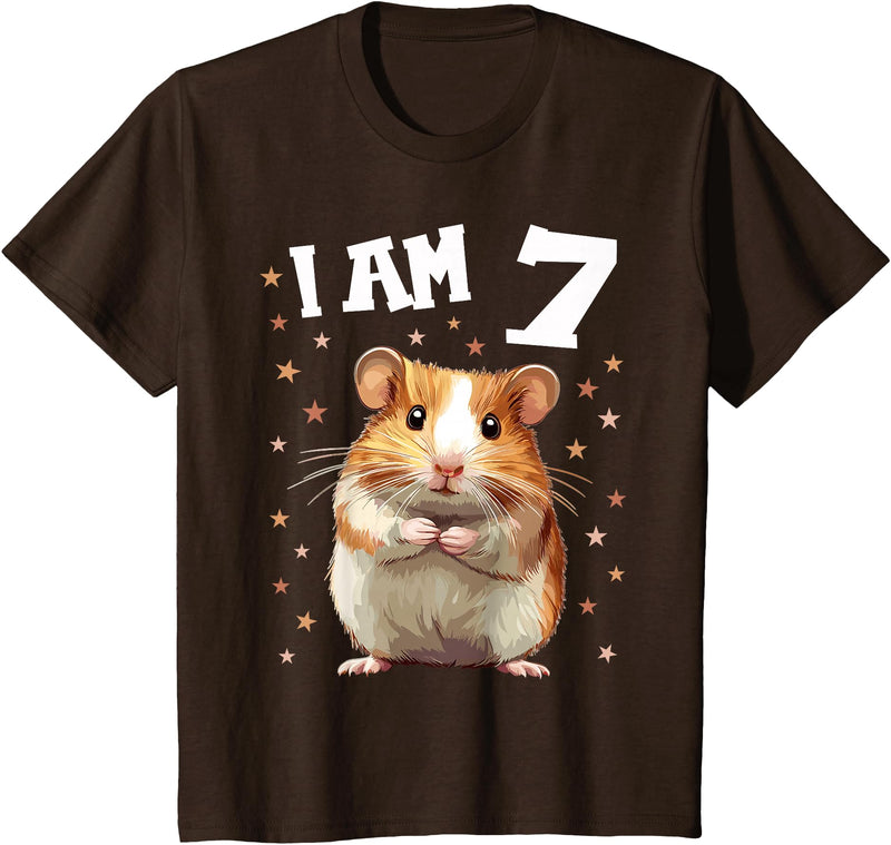 7 Years old 7 birthday Hamsters Boy Girl Hamster T-Shirt - Brown